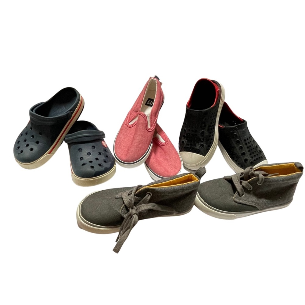 Toddler Boy’s shoe bundle lot, 4 pairs sizes 10 / 11, summer crocs runners